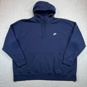 Nike Club Fleece Sportswear Hoodie Sweatshirt Men 4XL Dark Blue Active Lounge